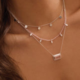 MURKANI Rose Quartz & White Topaz Pendant Necklace SILVER