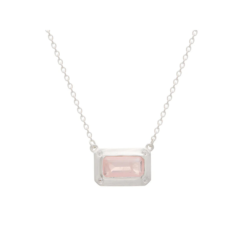 MURKANI Rose Quartz & White Topaz Pendant Necklace SILVER