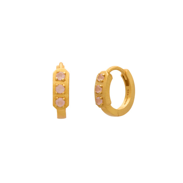 MURKANI Rose Quartz Huggie Earring GOLD