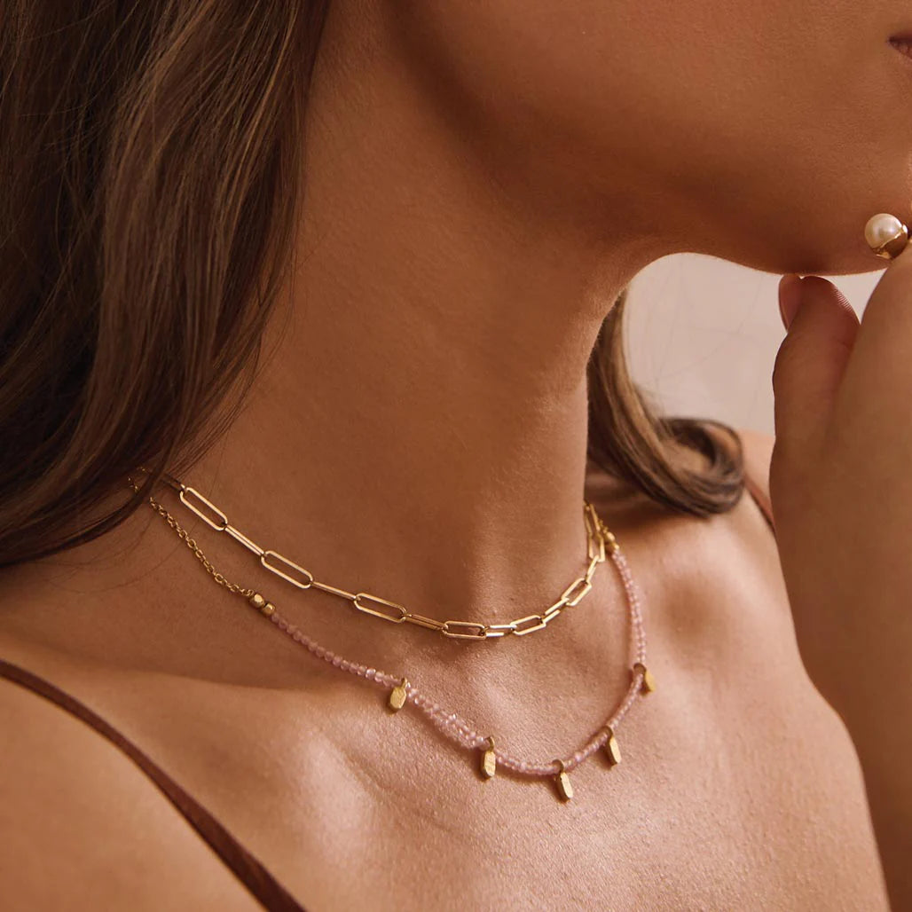 MURKANI Rose Quartz Choker GOLD