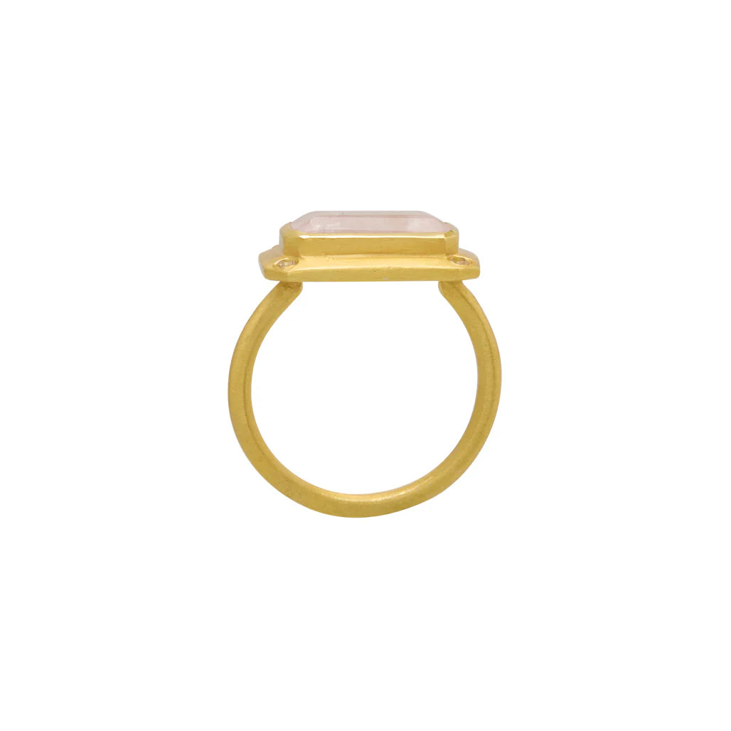 MURKANI Rose Quartz with White Topaz Ring GOLD