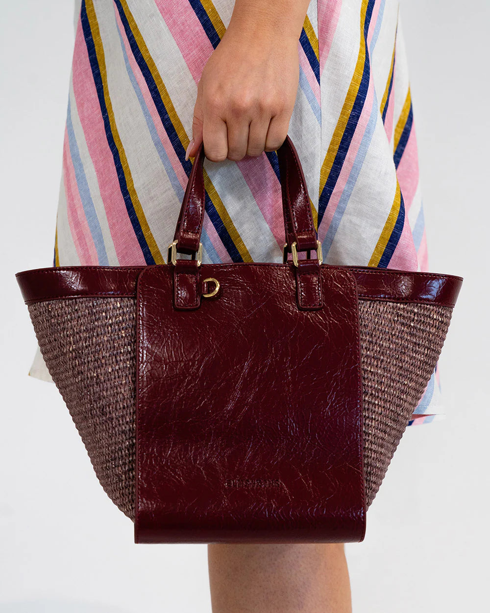 Elms & King Carnegie Tote BURGUNDY / COCO WEAVE