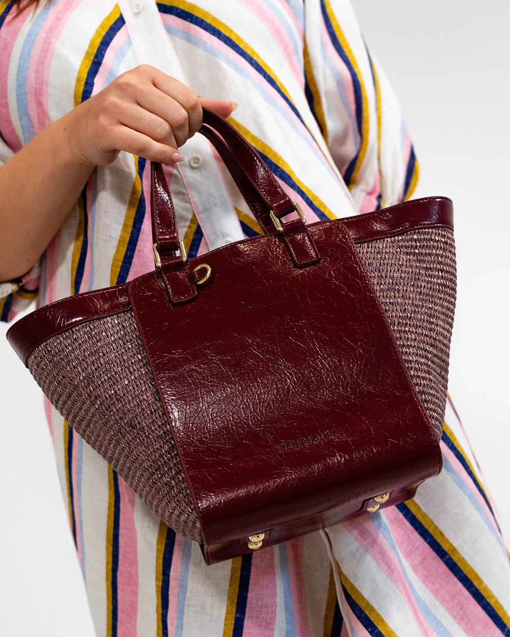 Elms & King Carnegie Tote BURGUNDY / COCO WEAVE