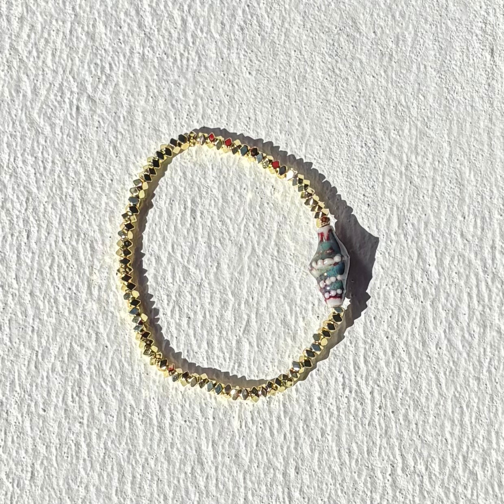 HEI TAI Gold Charm Bracelet CONCH SHELL BLUE