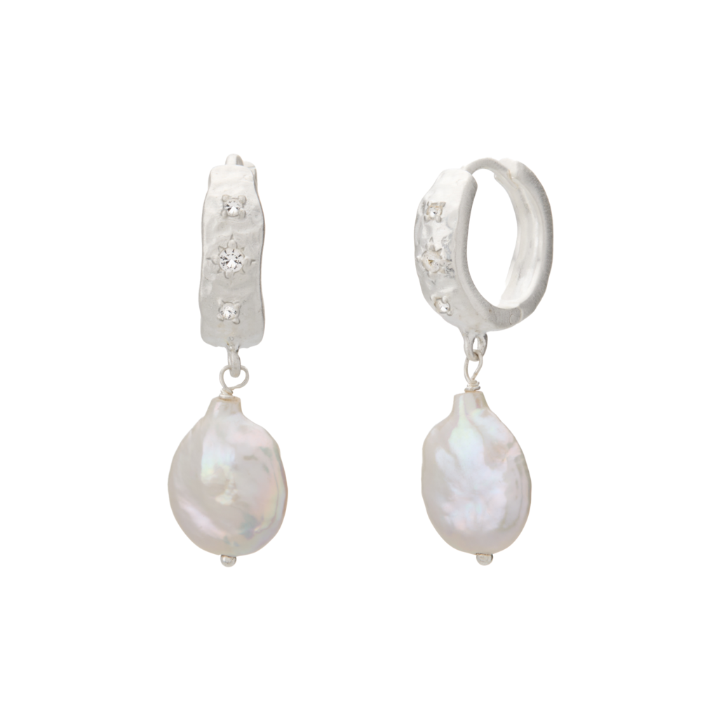 MURKANI Cosmic Love Pearl Earring MEDIUM SILVER