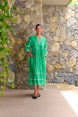 NAMASTAI Midi Cotton Dress SEAGRASS