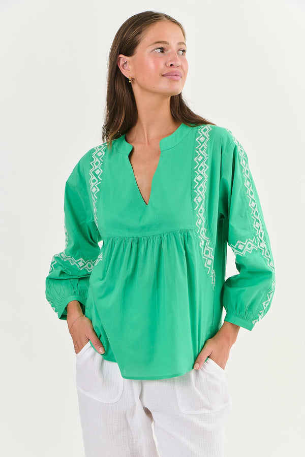 NAMASTAI Cotton Blouse GREEN