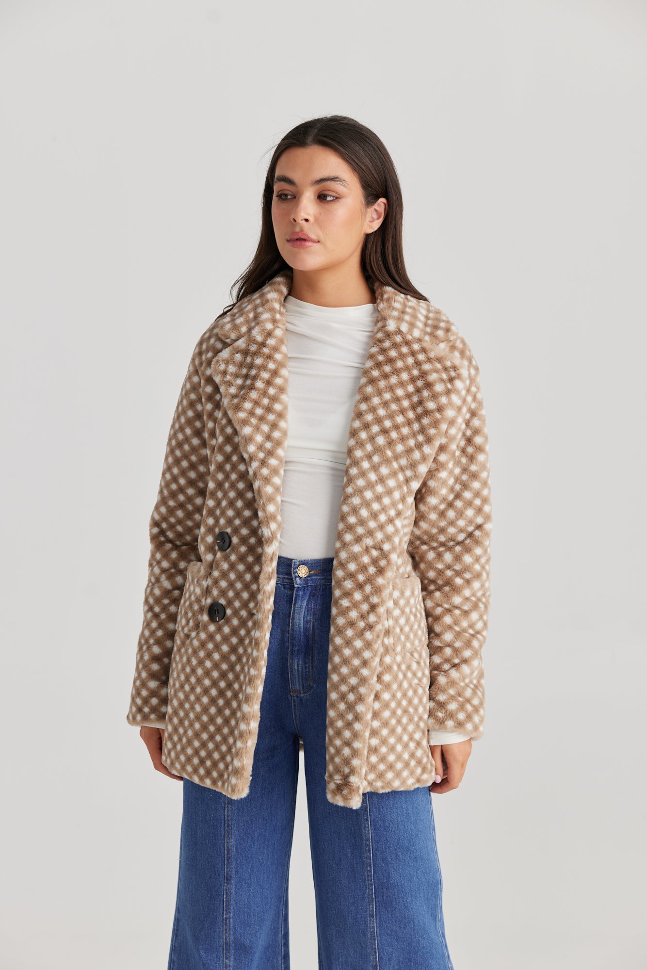 DAISY SAYS Joey Jacket TAUPE CHECK