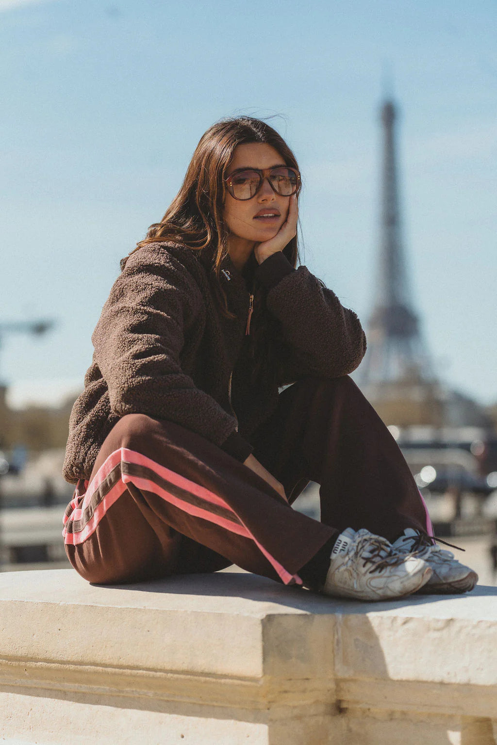 ARAMINTA JAMES Sherpa Hooded Jacket DARK CHOC