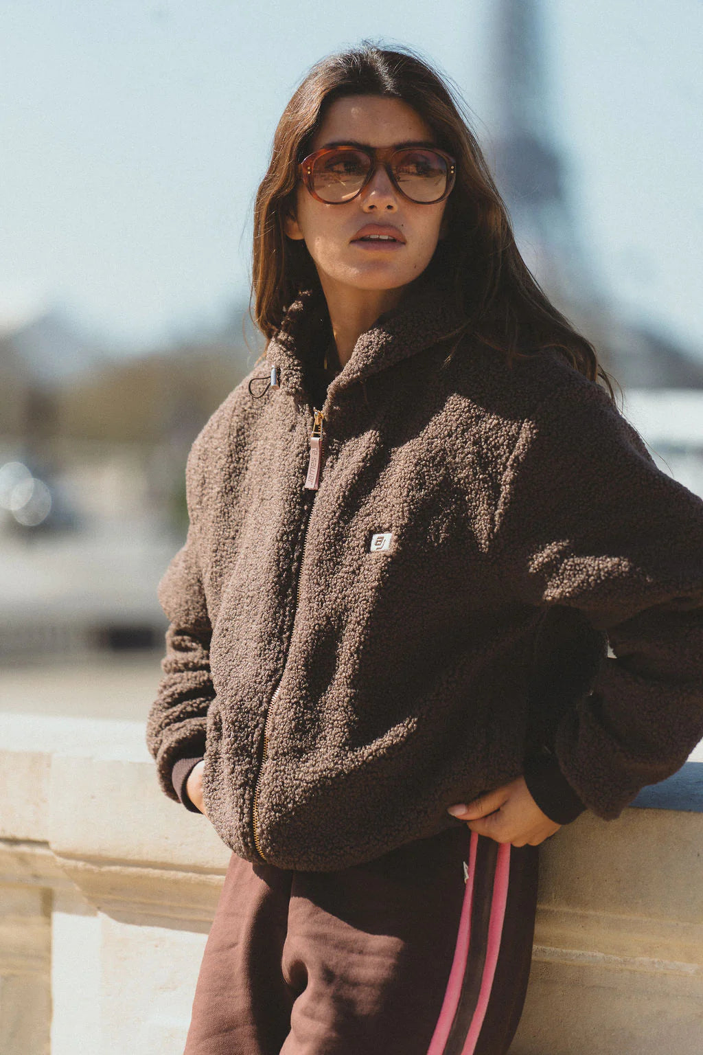 ARAMINTA JAMES Sherpa Hooded Jacket DARK CHOC