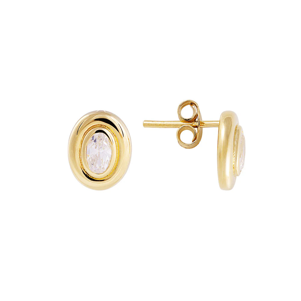 FAIRLEY Bezel Set Oval Studs
