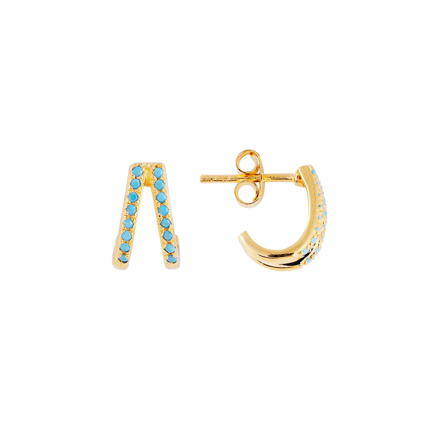 FAIRLEY Turquoise Twin Pave Huggies