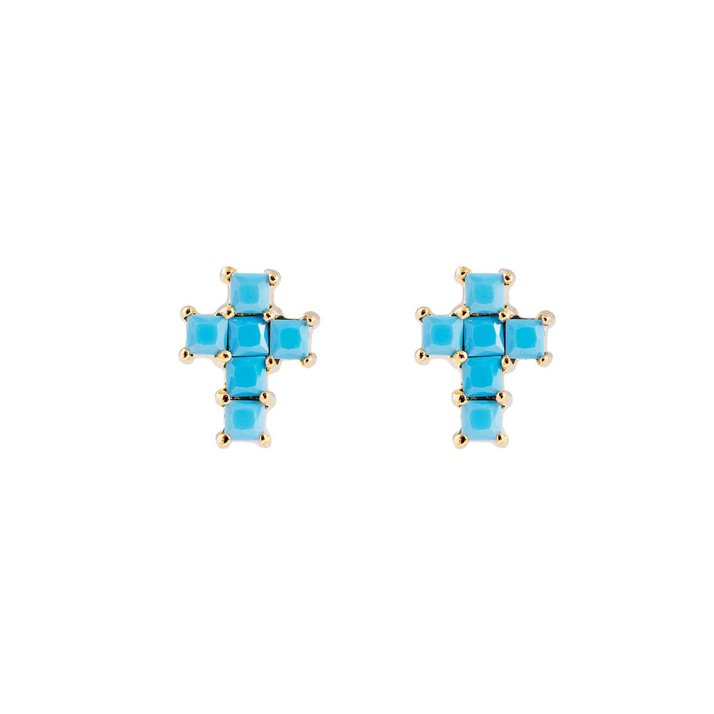 FAIRLEY Azzurra Cross Studs