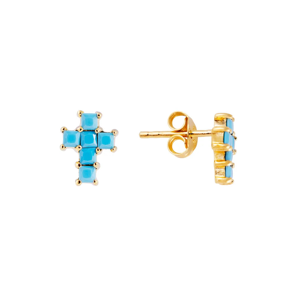 FAIRLEY Azzurra Cross Studs