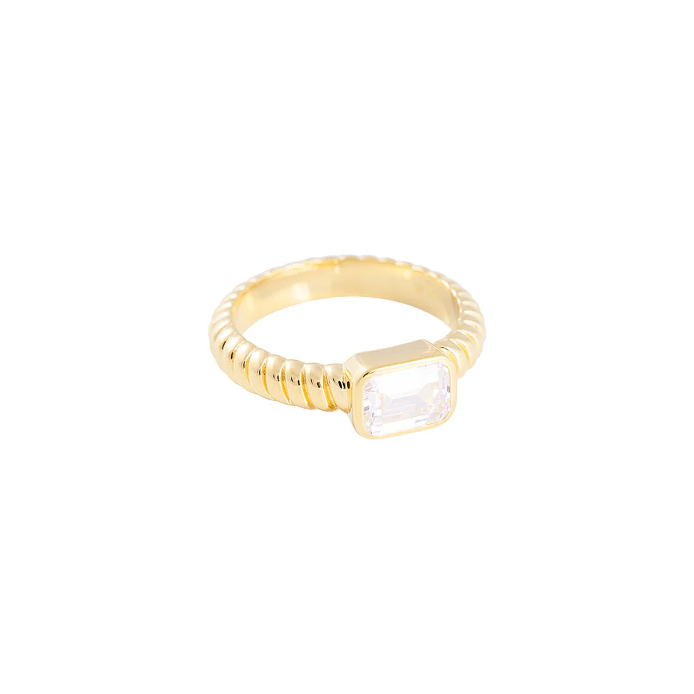 FAIRLEY Emerald Cut Croissant Ring