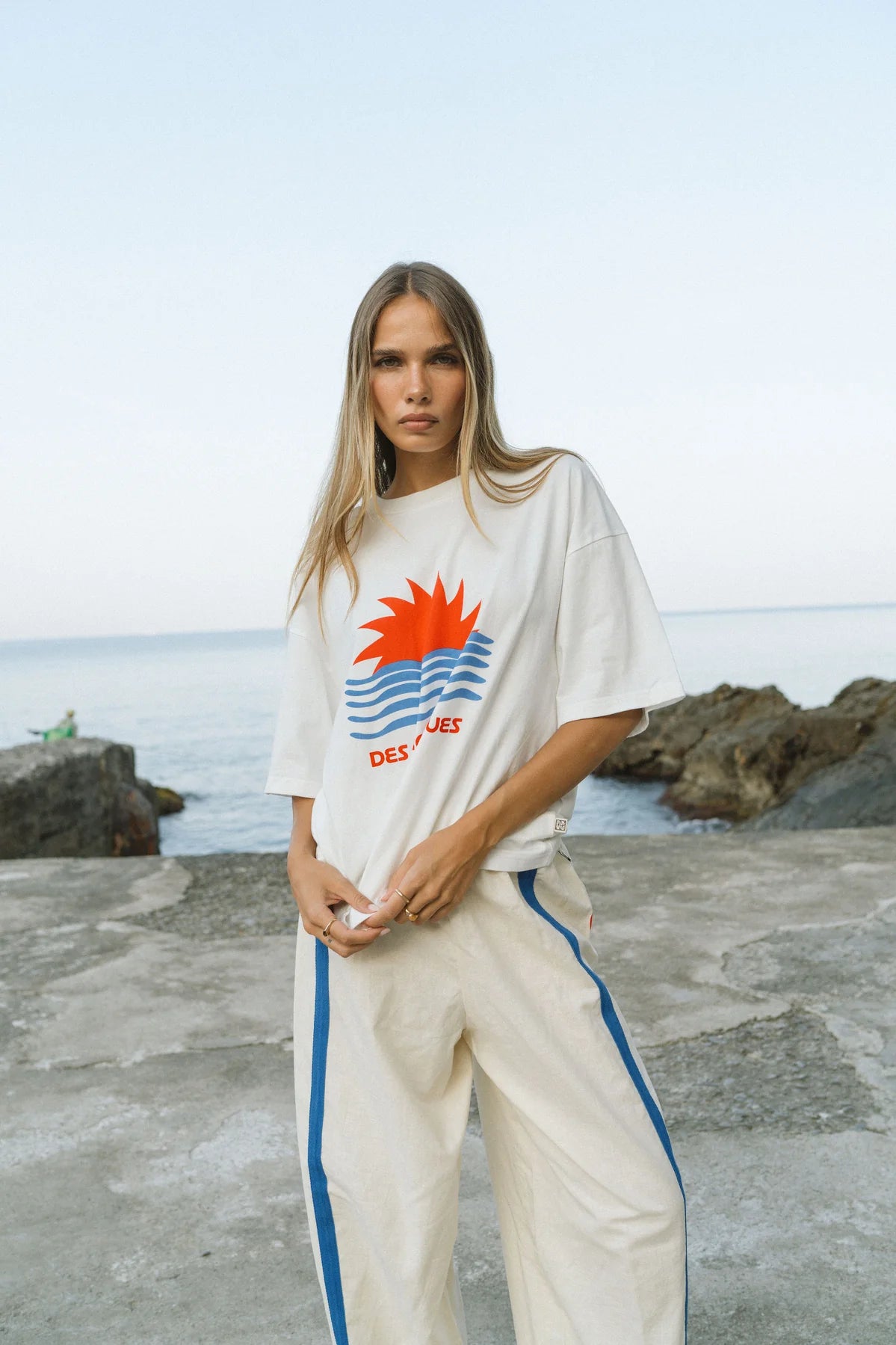 ARAMINTA Tropiques Oversized Tee WARM WHITE