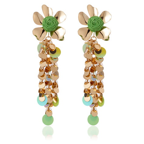 Flora Disco Earrings GREEN GOLD