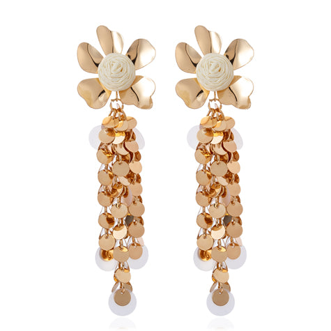 Flora Disco Earrings WHITE GOLD