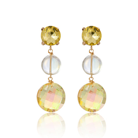Crystal Triple Drop Earrings PALE AMBER