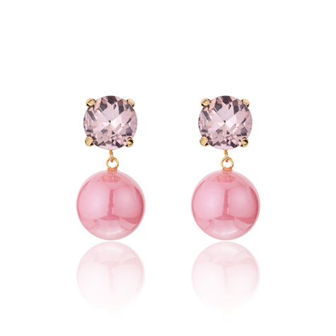 Crystal & Ball Earrings SOFT PINK