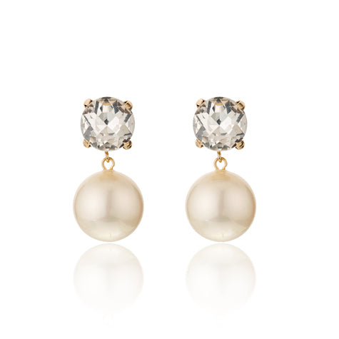 Crystal & Ball Earrings PEARL