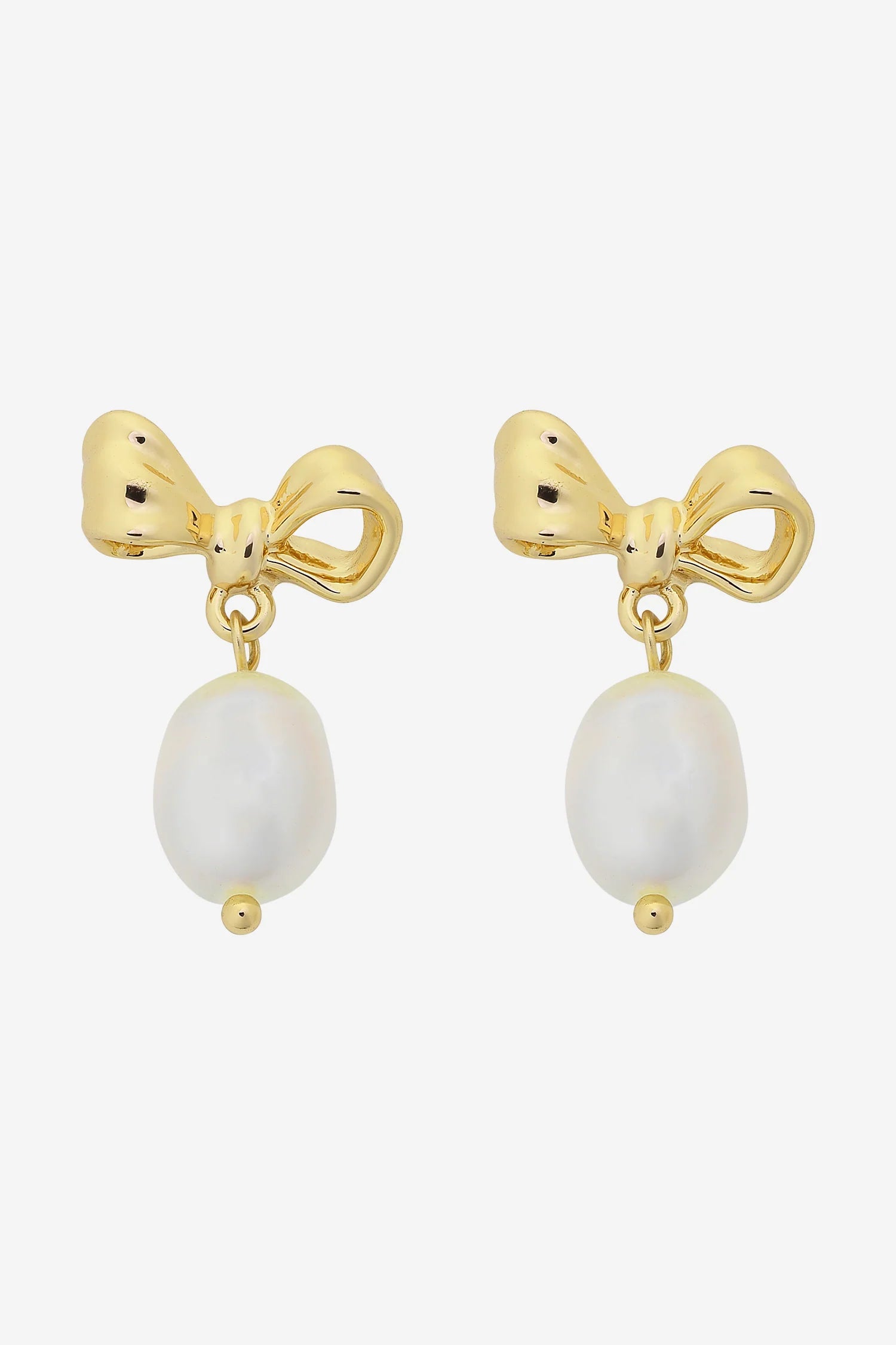 LIBERTE Alice Bow Earring GOLD PEARL