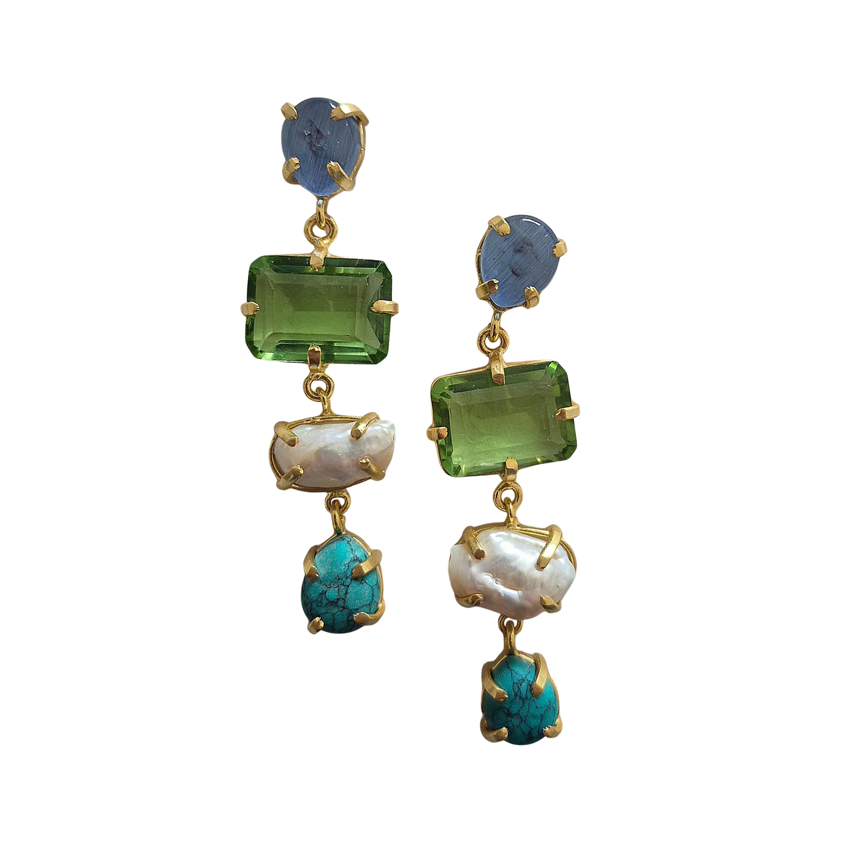 Statement Earrings GREEN BLUE