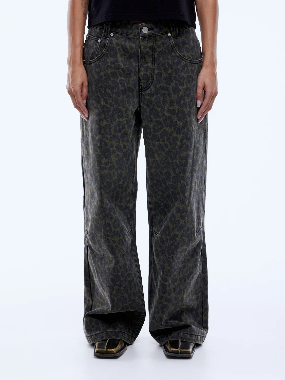 ENA PELLY Evie Denim Jean DARK LEOPARD