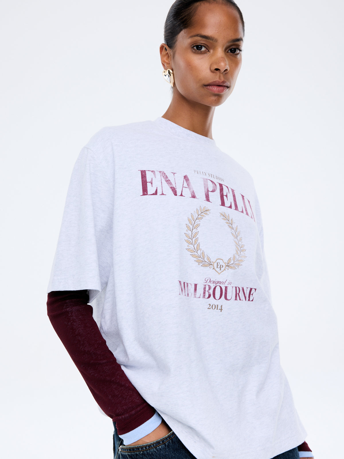 ENA PELLY Sophia Relaxed Tee  WHITE MARLE