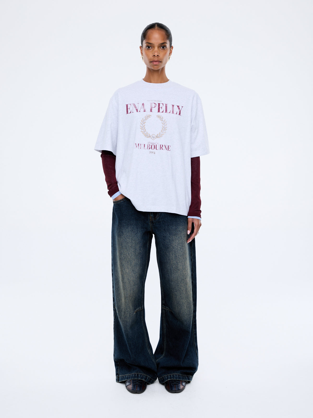 ENA PELLY Sophia Relaxed Tee  WHITE MARLE