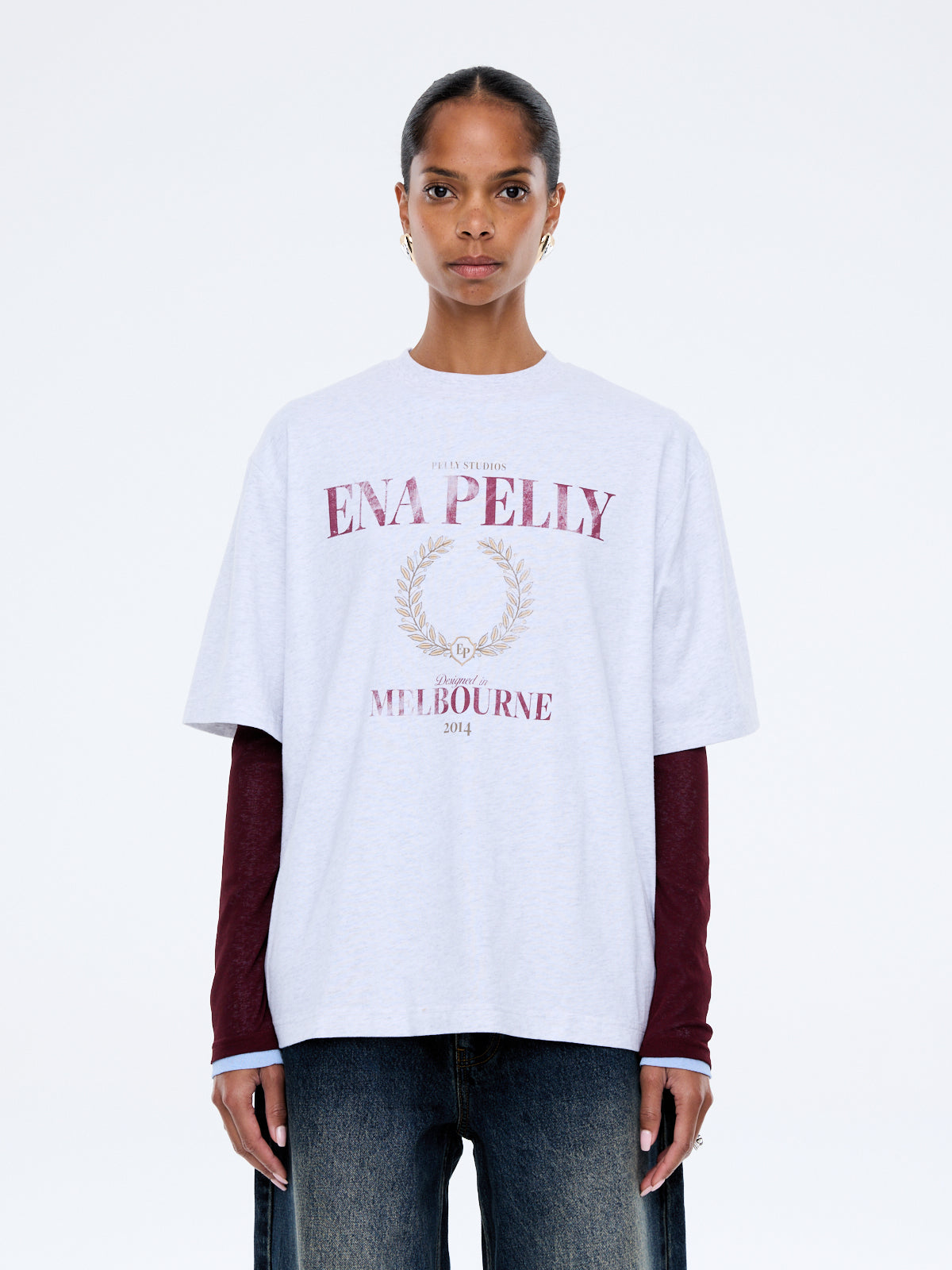 ENA PELLY Sophia Relaxed Tee  WHITE MARLE
