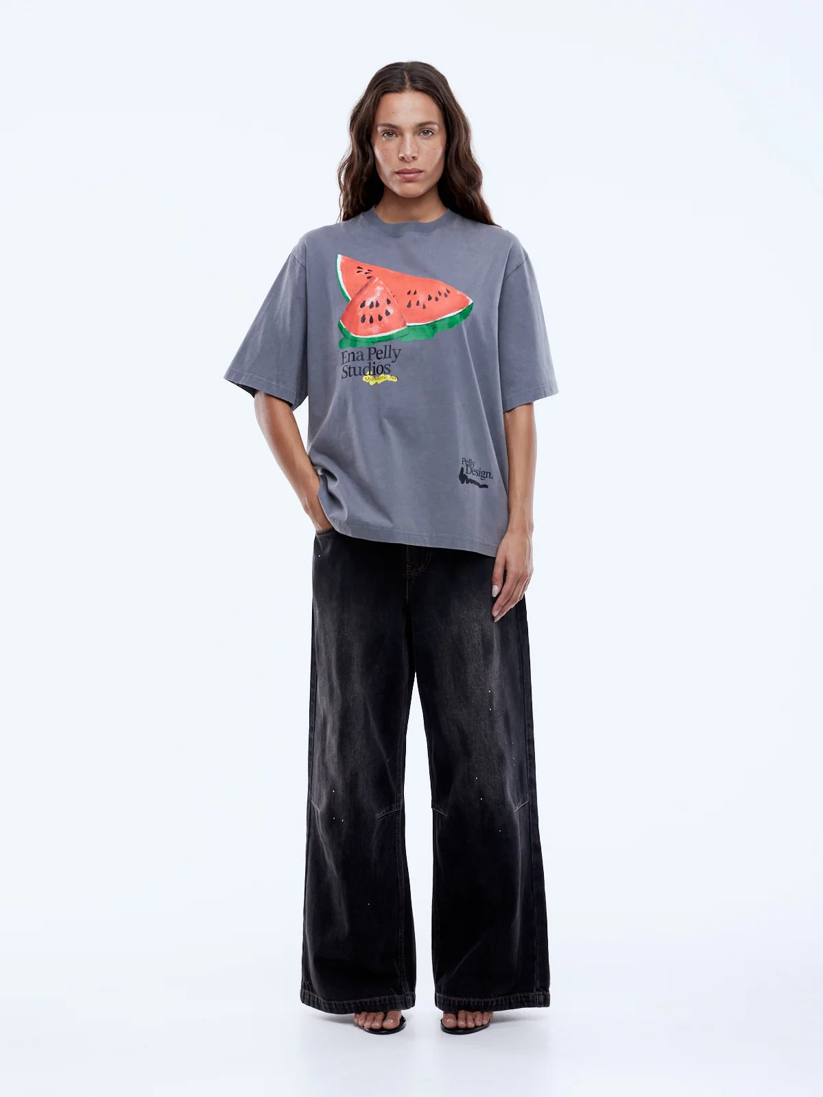 ENA PELLY Watermelon Tee Washed Grey
