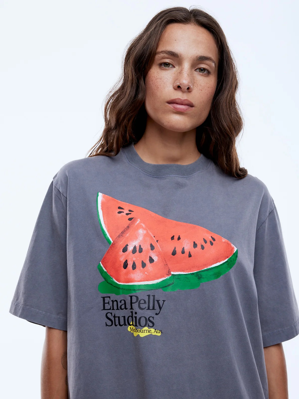 ENA PELLY Watermelon Tee Washed Grey