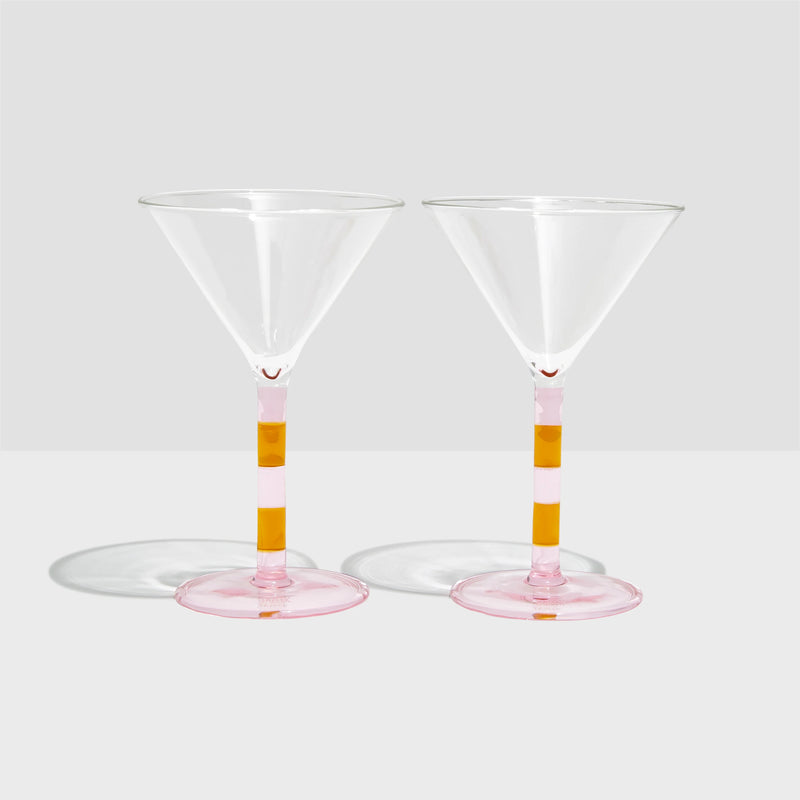 FAZEEK Stripe Martini Glasses Set PINK + AMBER