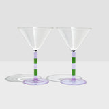 FAZEEK Stripe Martini Glasses Set LILAC + GREEN