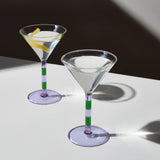 FAZEEK Stripe Martini Glasses Set LILAC + GREEN