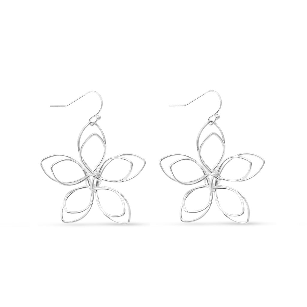 Open Flower Wire Hoop SILVER