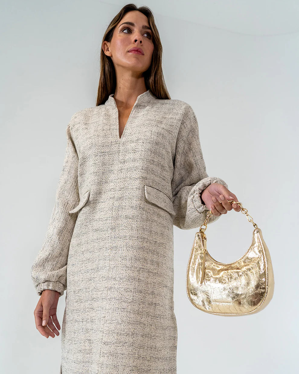 ARLINGTON MILNE Estella Bag GOLD CRINKLE