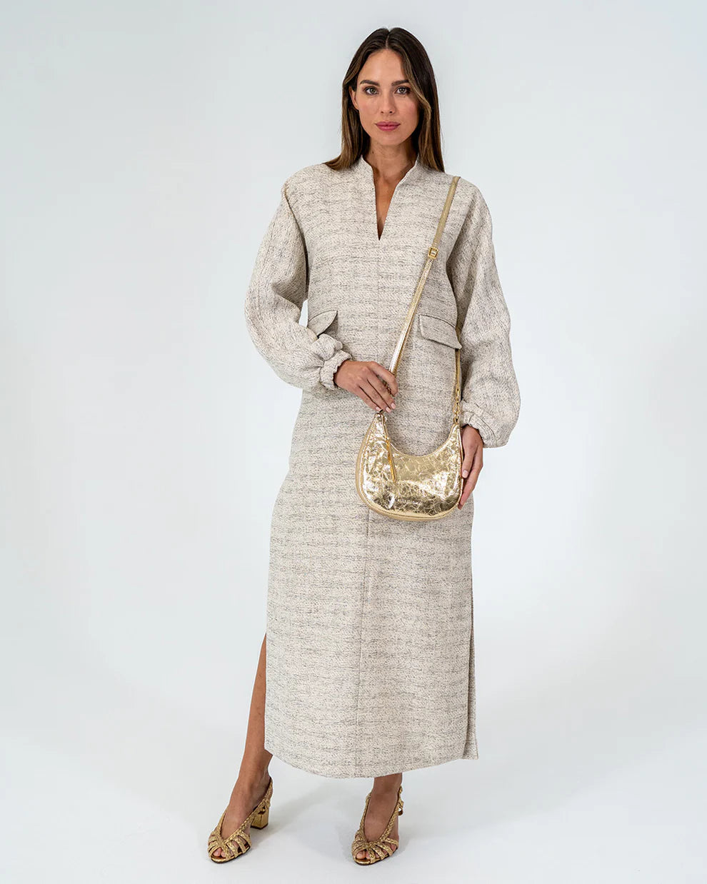 ARLINGTON MILNE Estella Bag GOLD CRINKLE