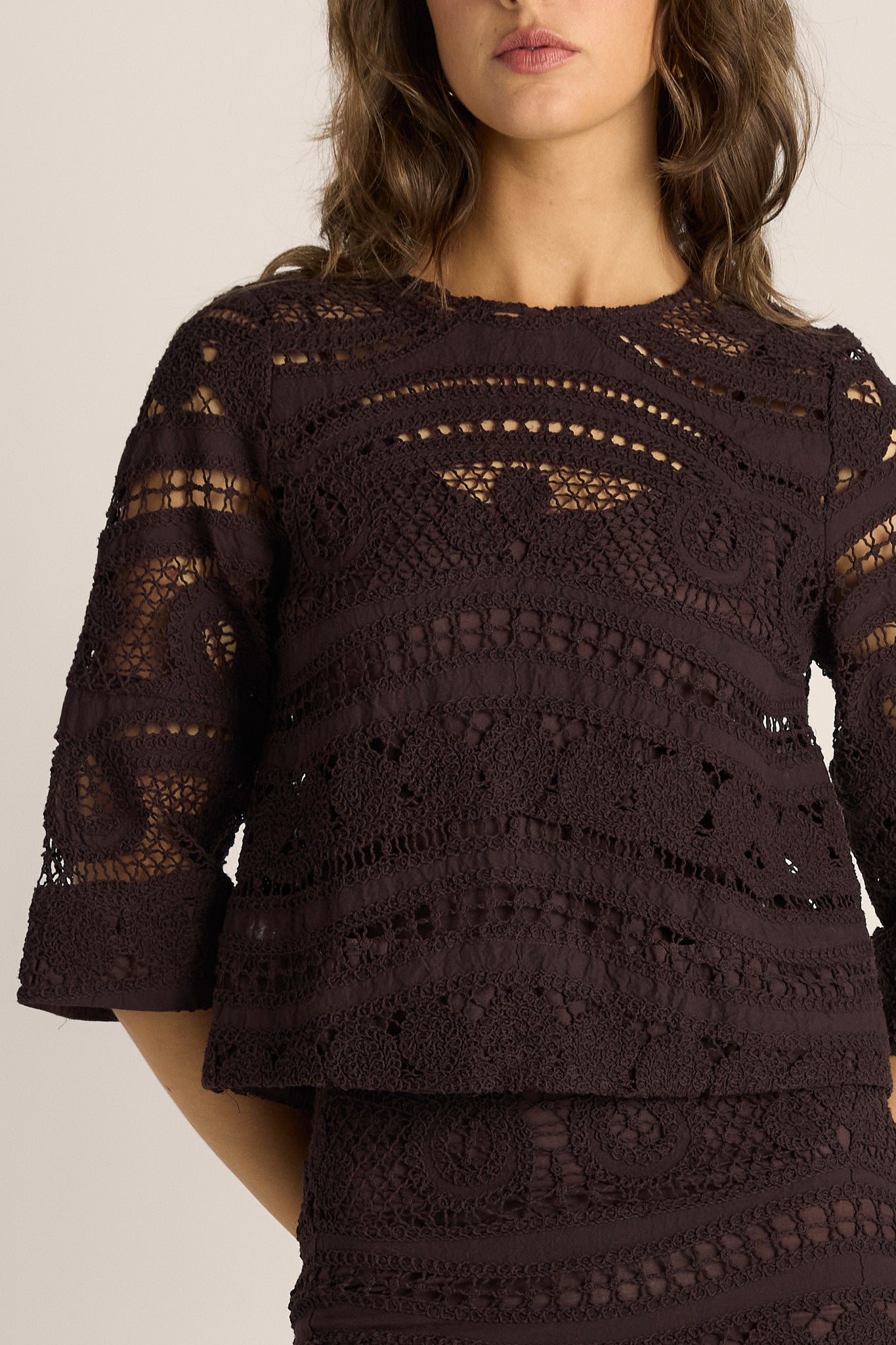 FATE & BECKER Gaia Lace Top CHOCOLATE