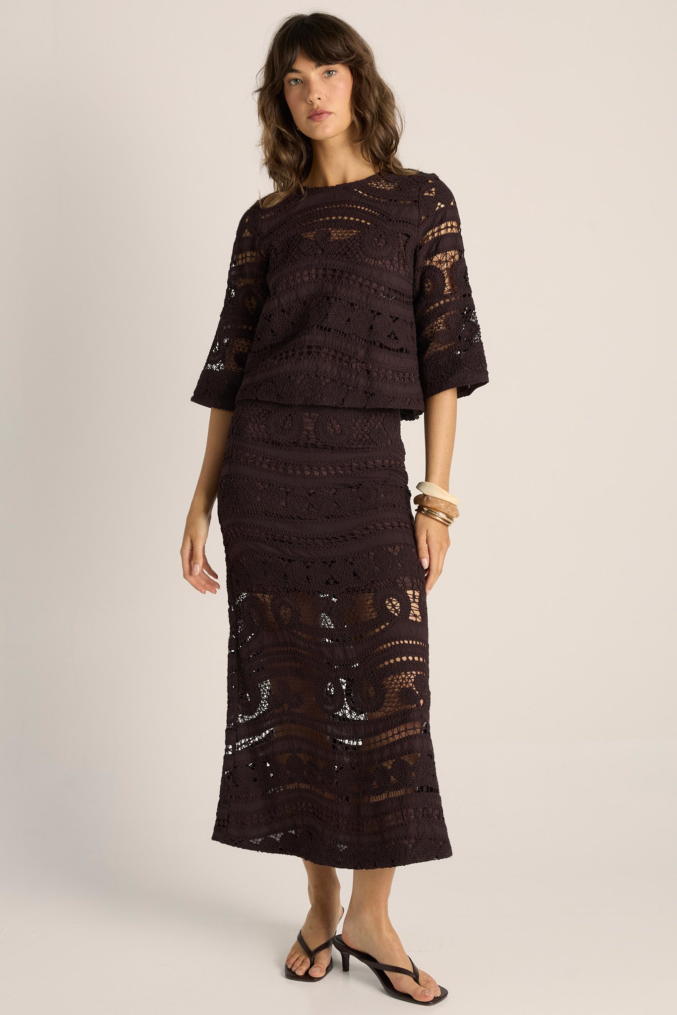 FATE & BECKER Gaia Lace Skirt CHOCOLATE