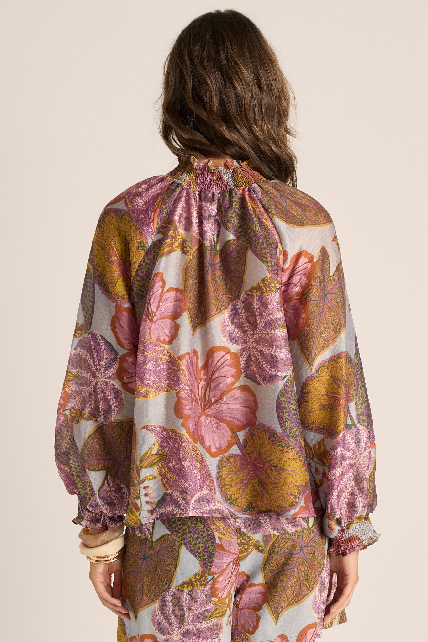 FATE & BECKER Daria Shirred Blouse LEAF