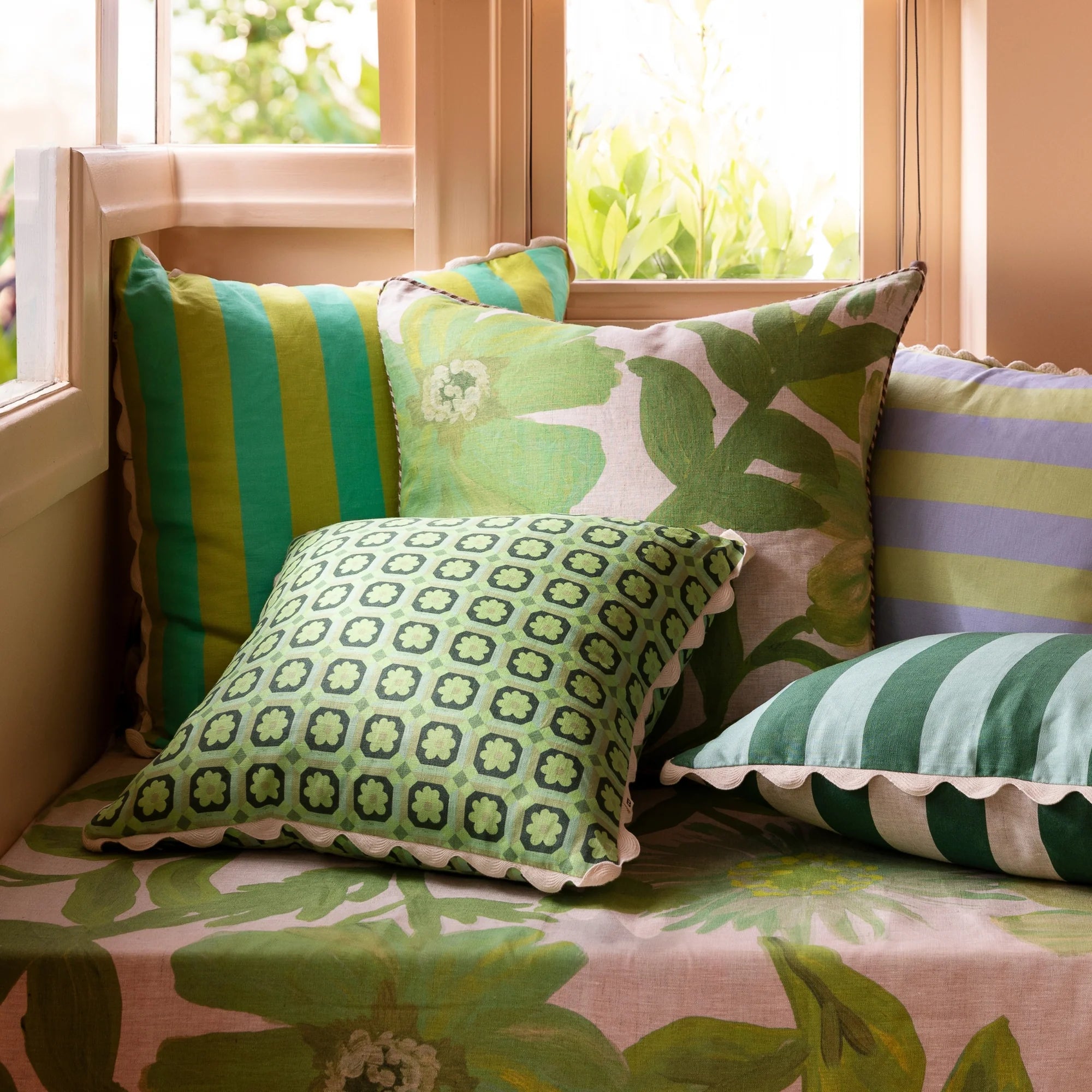 BONNIE & NEIL Cornflower Cushion 60cm GREEN