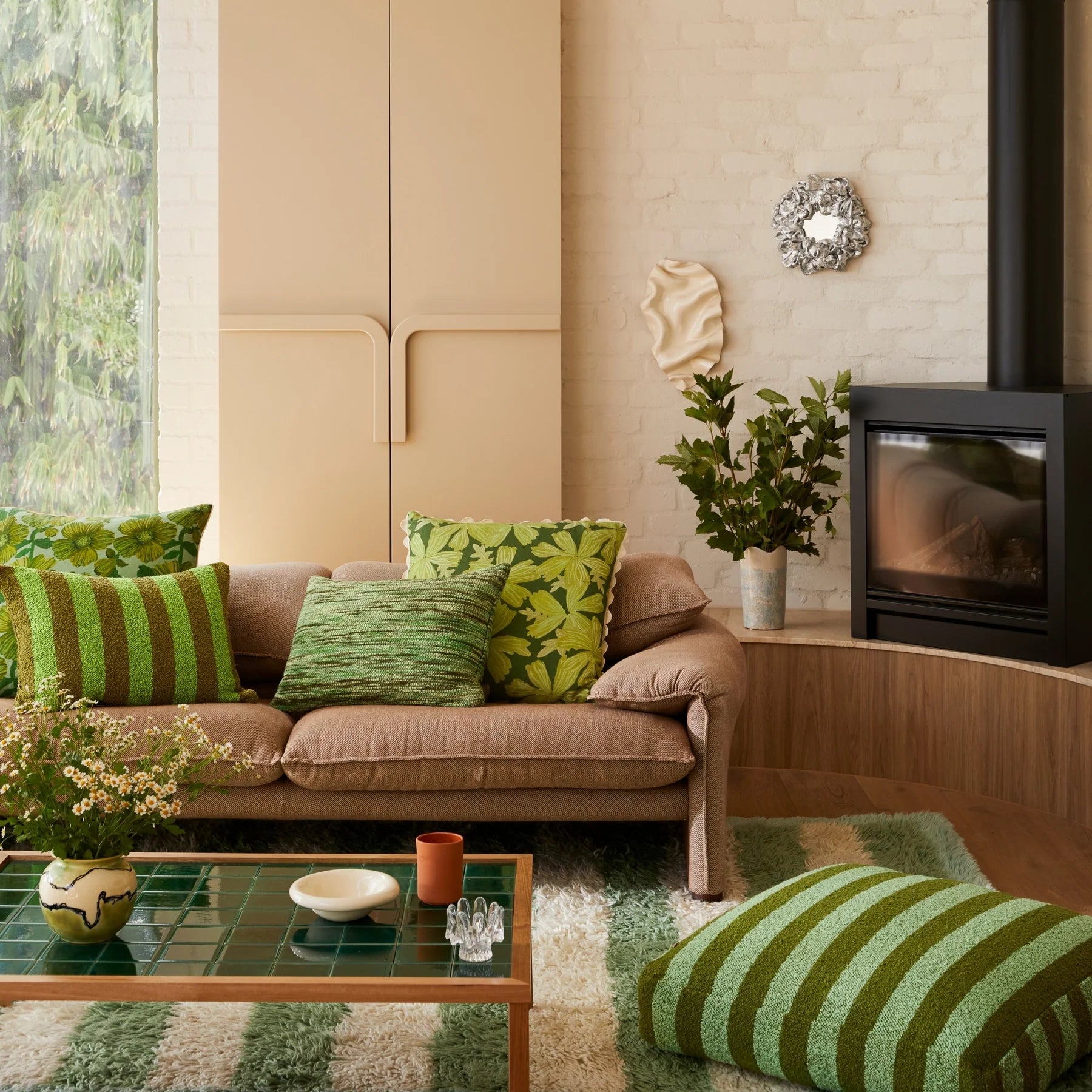 Bonnie & Neil Mave Cushion 60cm KHAKI