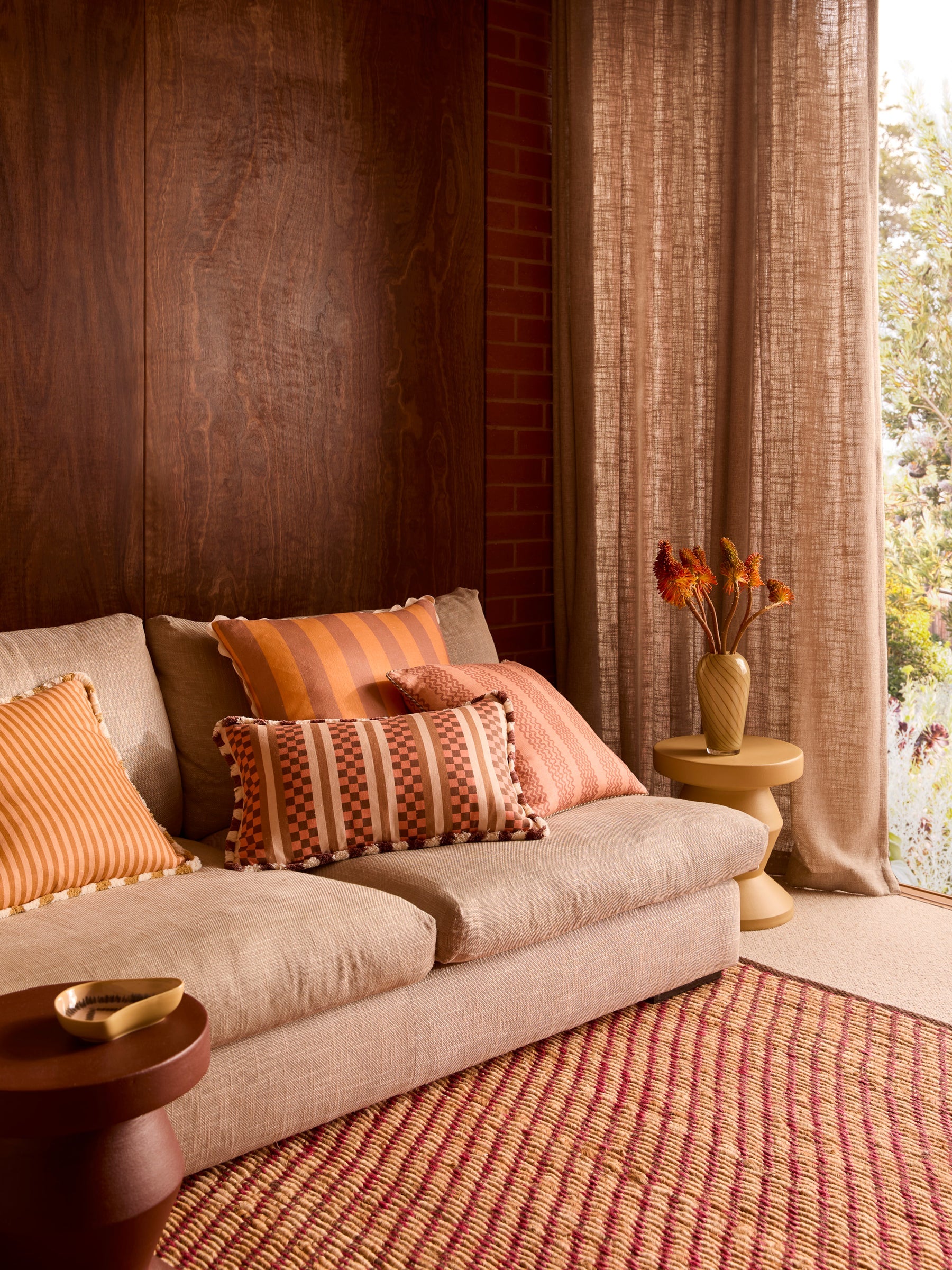 Bonnie & Neil Bold Stripe Peach Cushion 60CM
