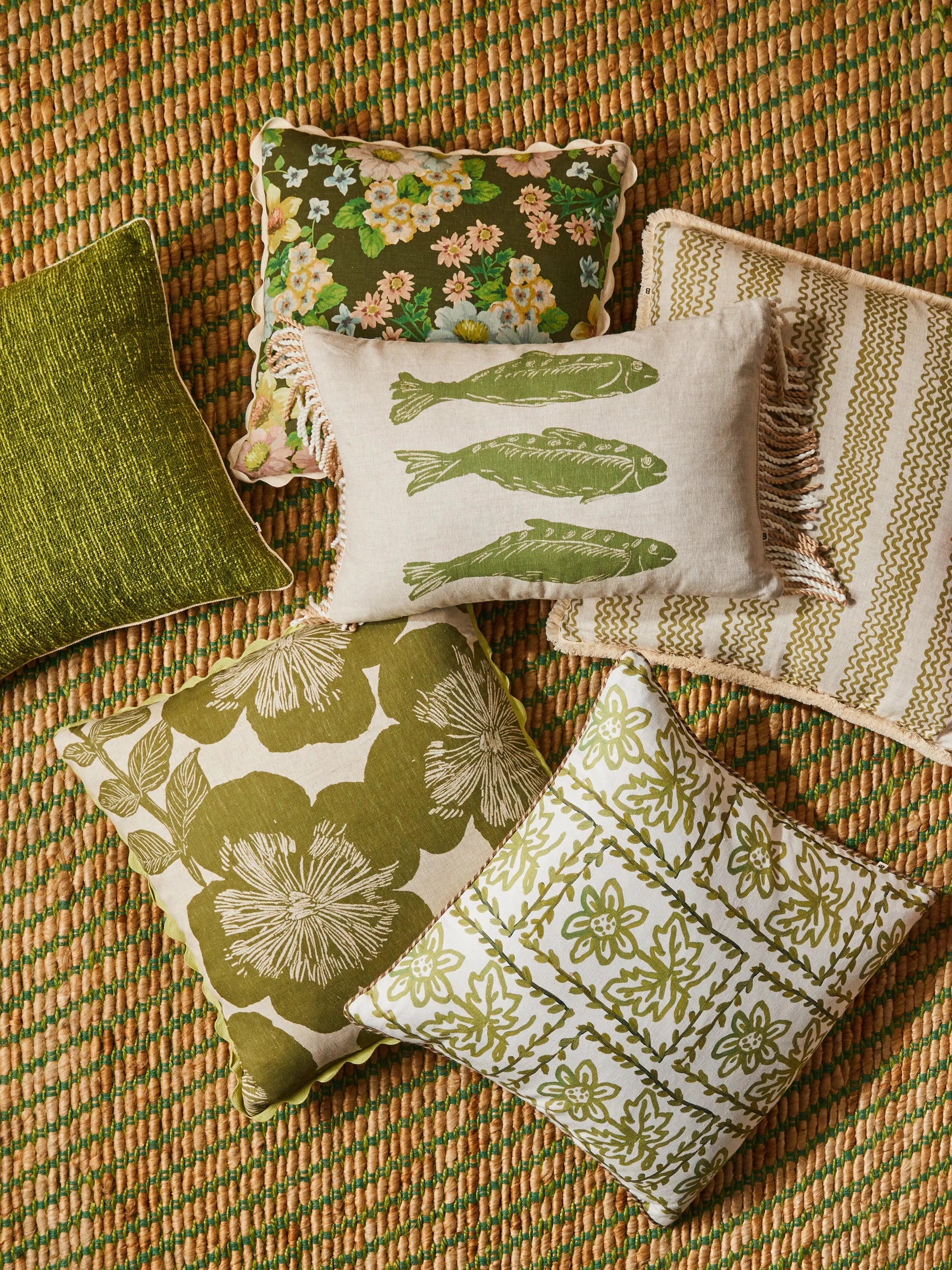 Bonnie & Neil Daisy Olive Cushion 60CM