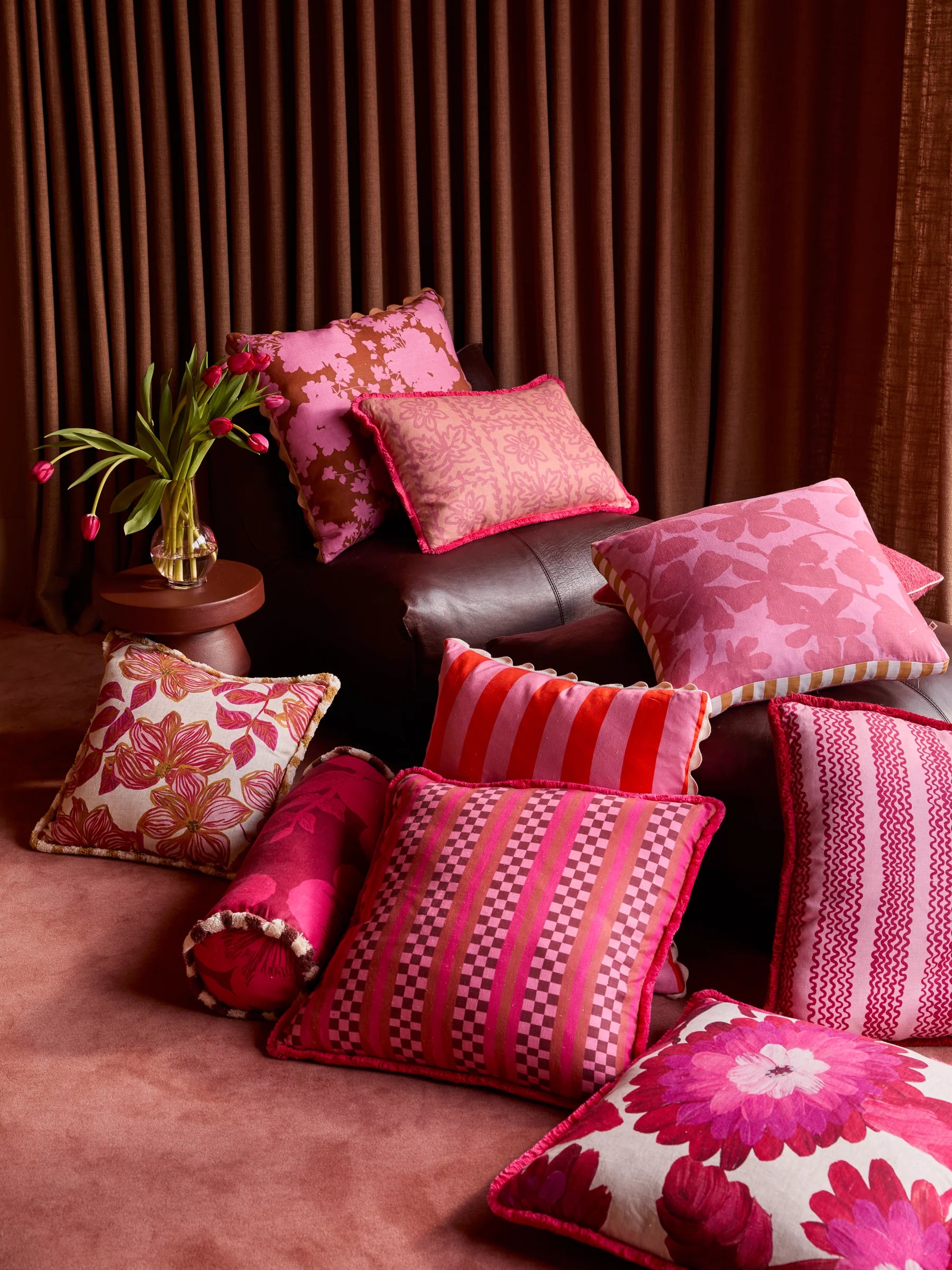 Bonnie & Neil Gardenia Cerise Cushion 60CM