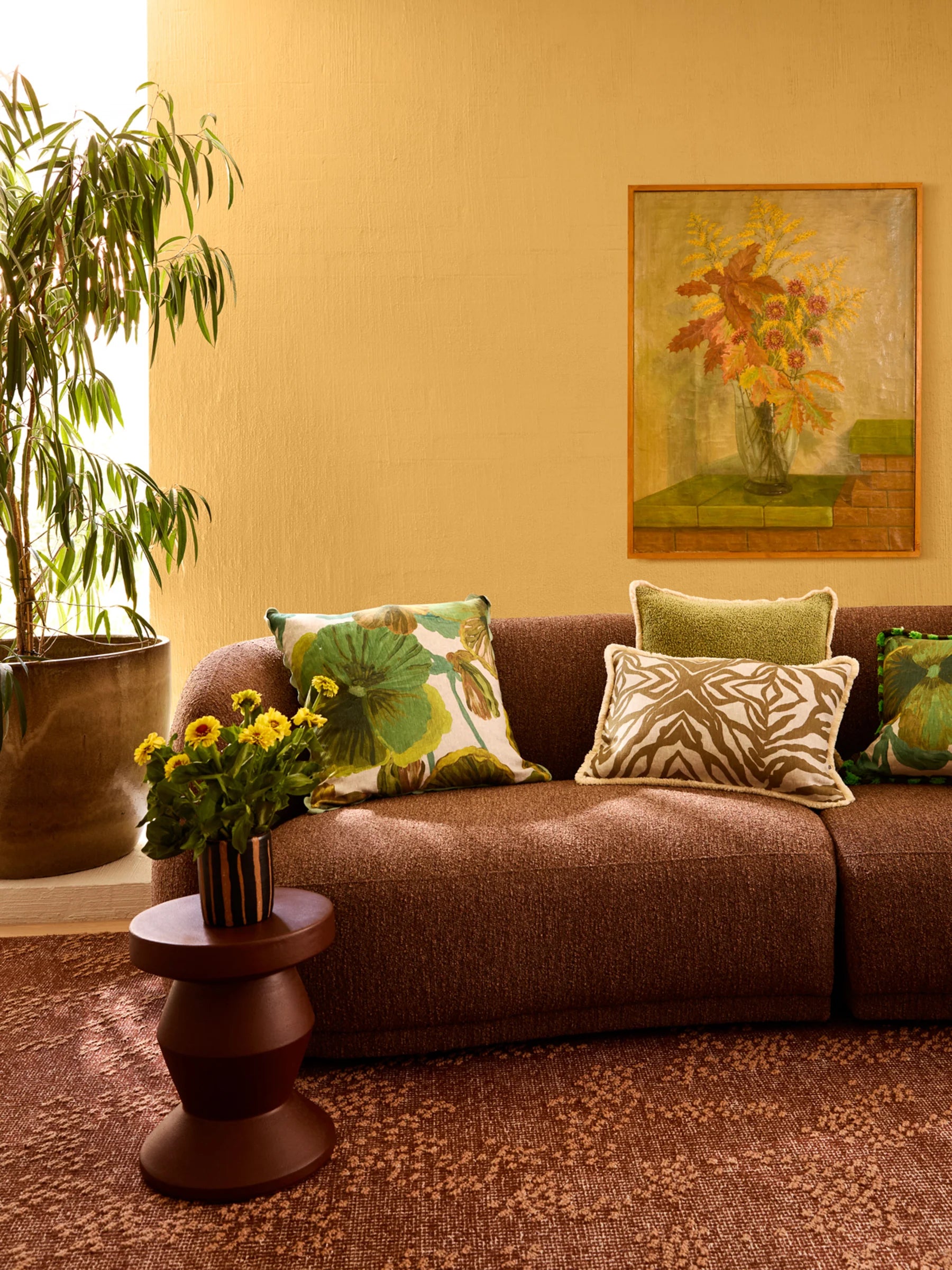 Bonnie & Neil Wild Pansy Verde Cushion 60cm