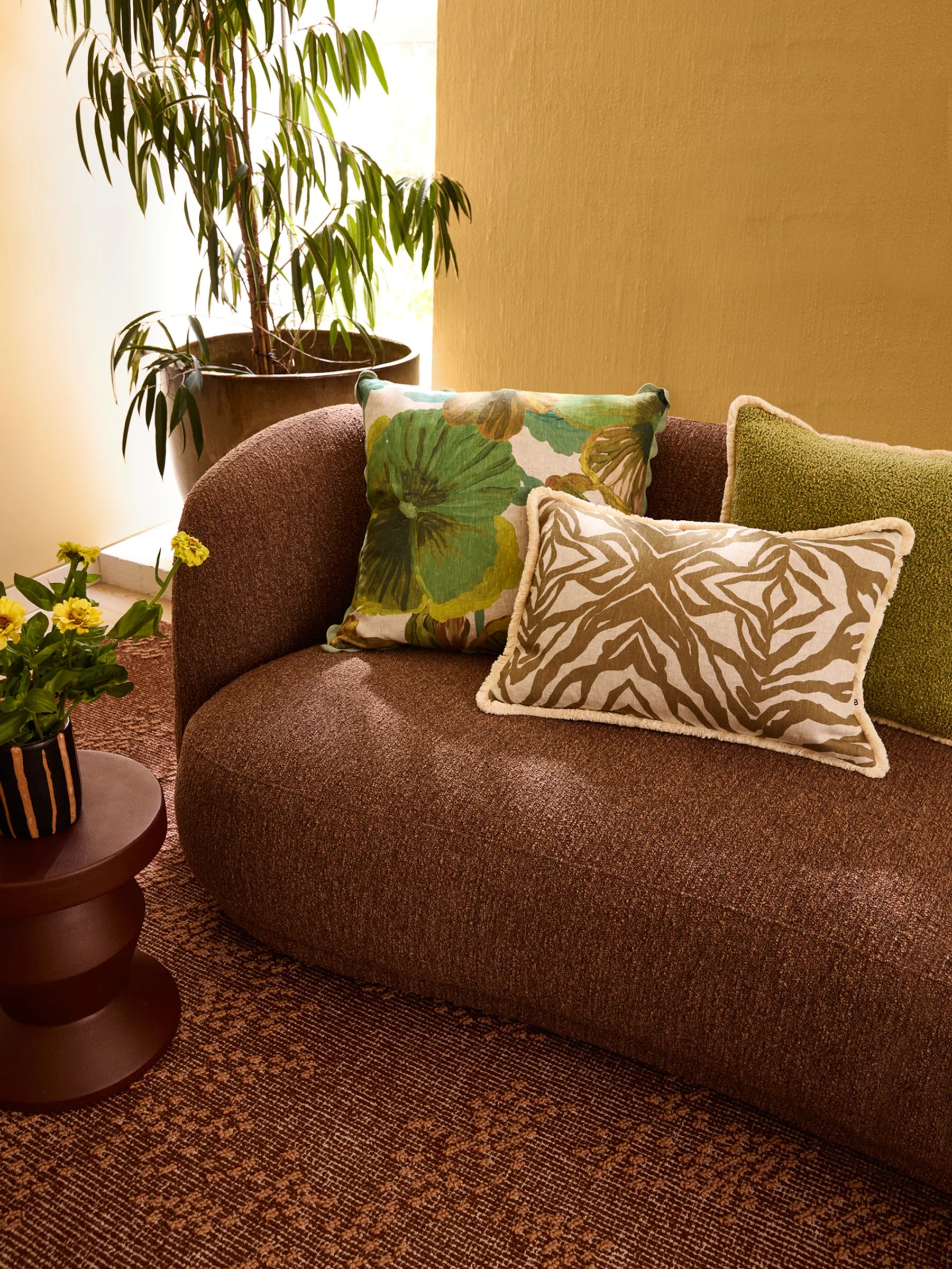 Bonnie & Neil Wild Pansy Verde Cushion 60cm