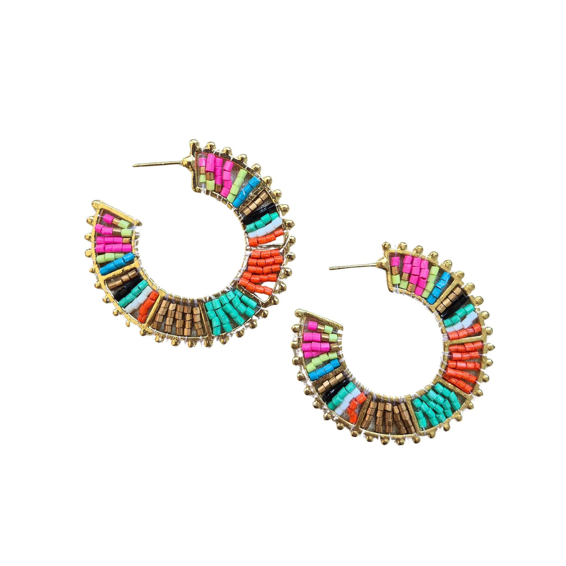 Beaded Hoop Earrings MULTI